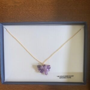 Elegant Purple Amethyst Gemstone Necklace in Gold Over Silver